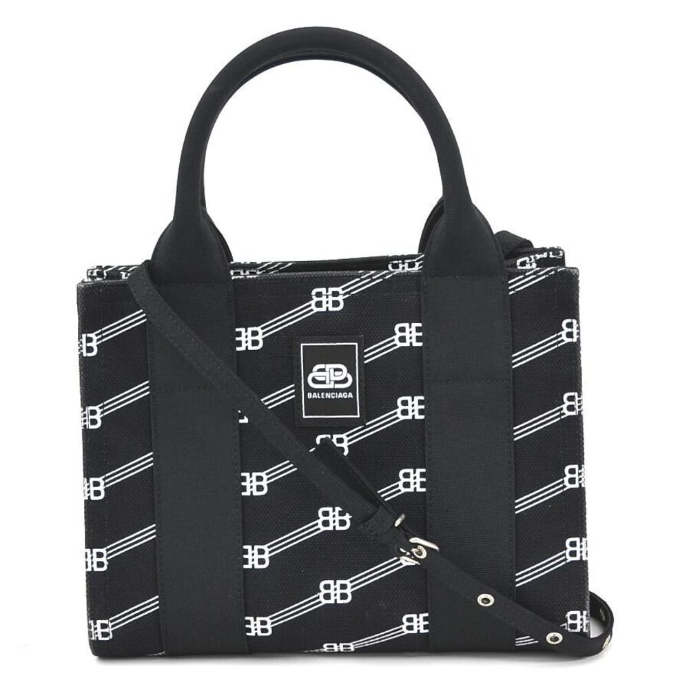 Balenciaga Trade XS Canvas Handbag Shoulder Bag Black White